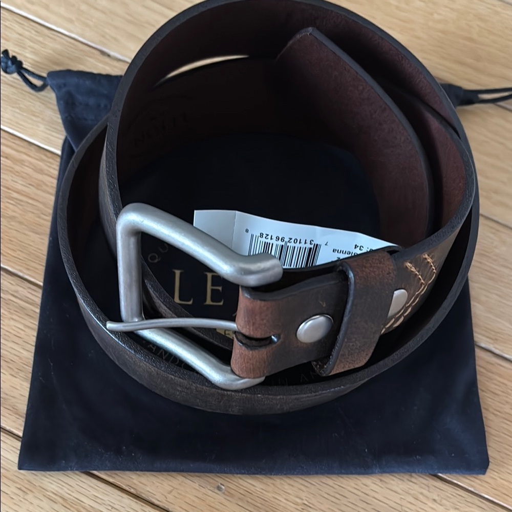 LEJON Men's Brown Leather Belt